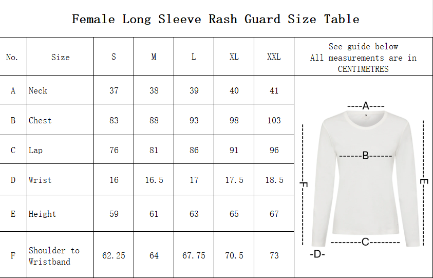Female Long Sleeve Rash Guard